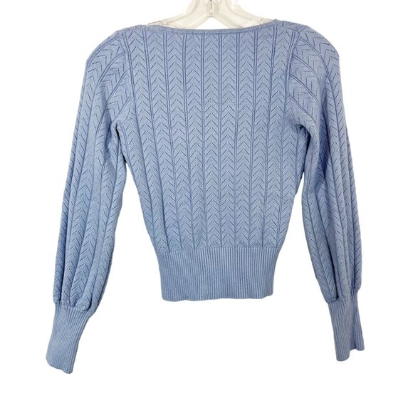 ASTR the Label Pointelle Knit Cropped Pullover Sweater Top Balloon Sleeve XS - Picture 2 of 6